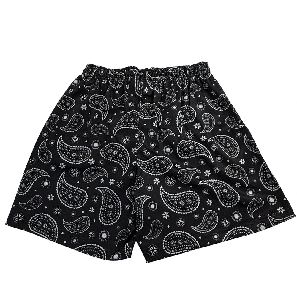 Crisp Lifestyle Paisley Bandana Mesh Shorts Black White Mens XL New